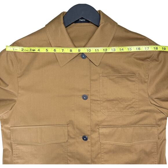 New THEORY Feather Chino Cropped Work Jacket Medium - Picture 12 of 14